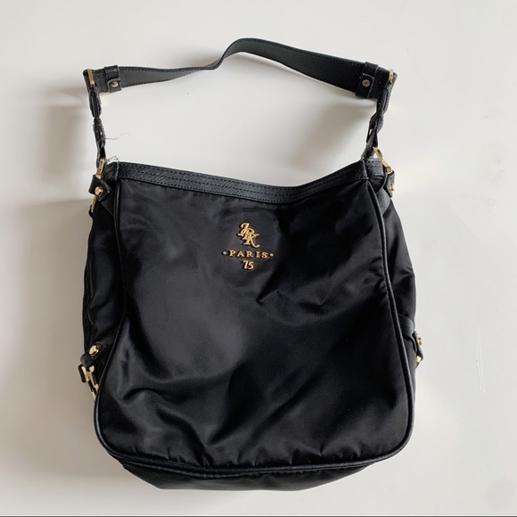 JPK Paris Handbags - JPK Paris 75 Nylon Shoulder Bag Purse Black Gold Hardware